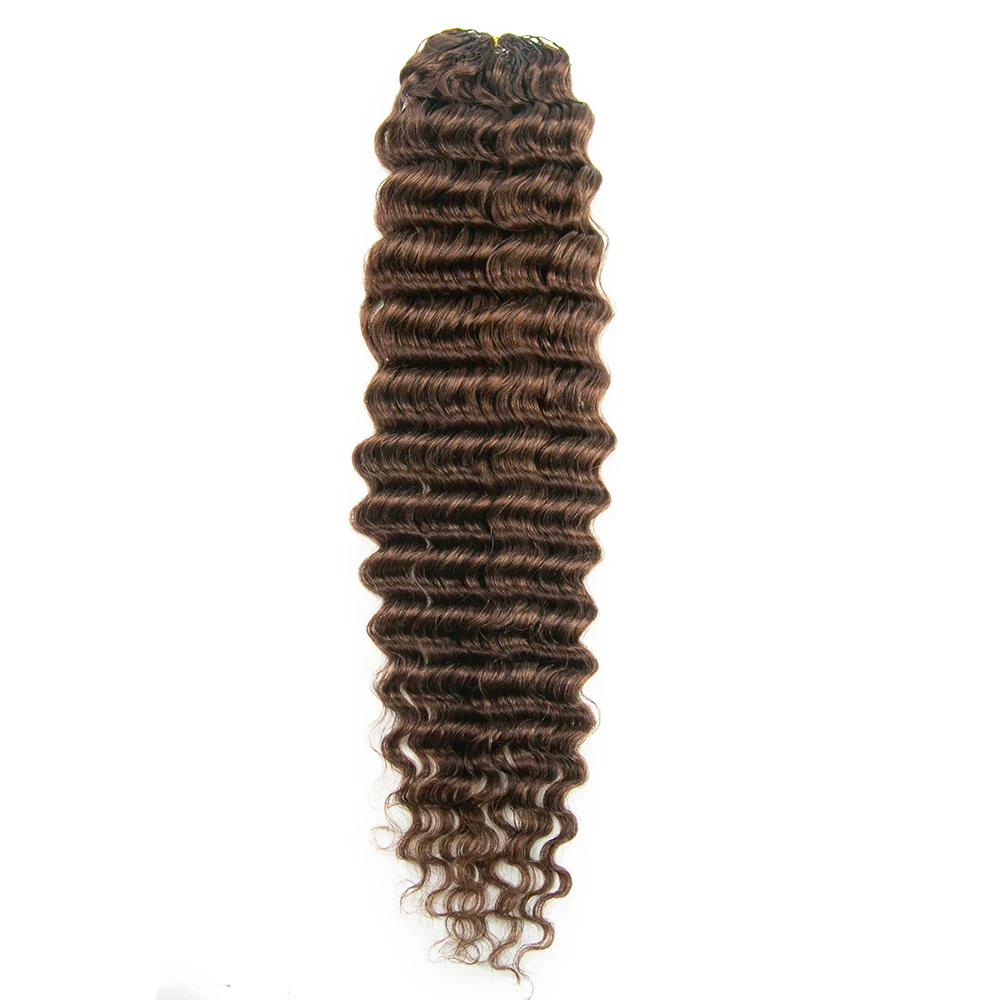 #4 Medium Brown Deep Wave Human Crochet Hair for Braiding - Image 4