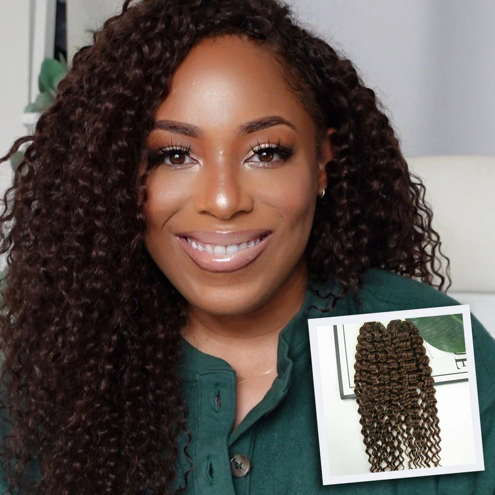 #4 Medium Brown Water Wave Human Crochet Hair