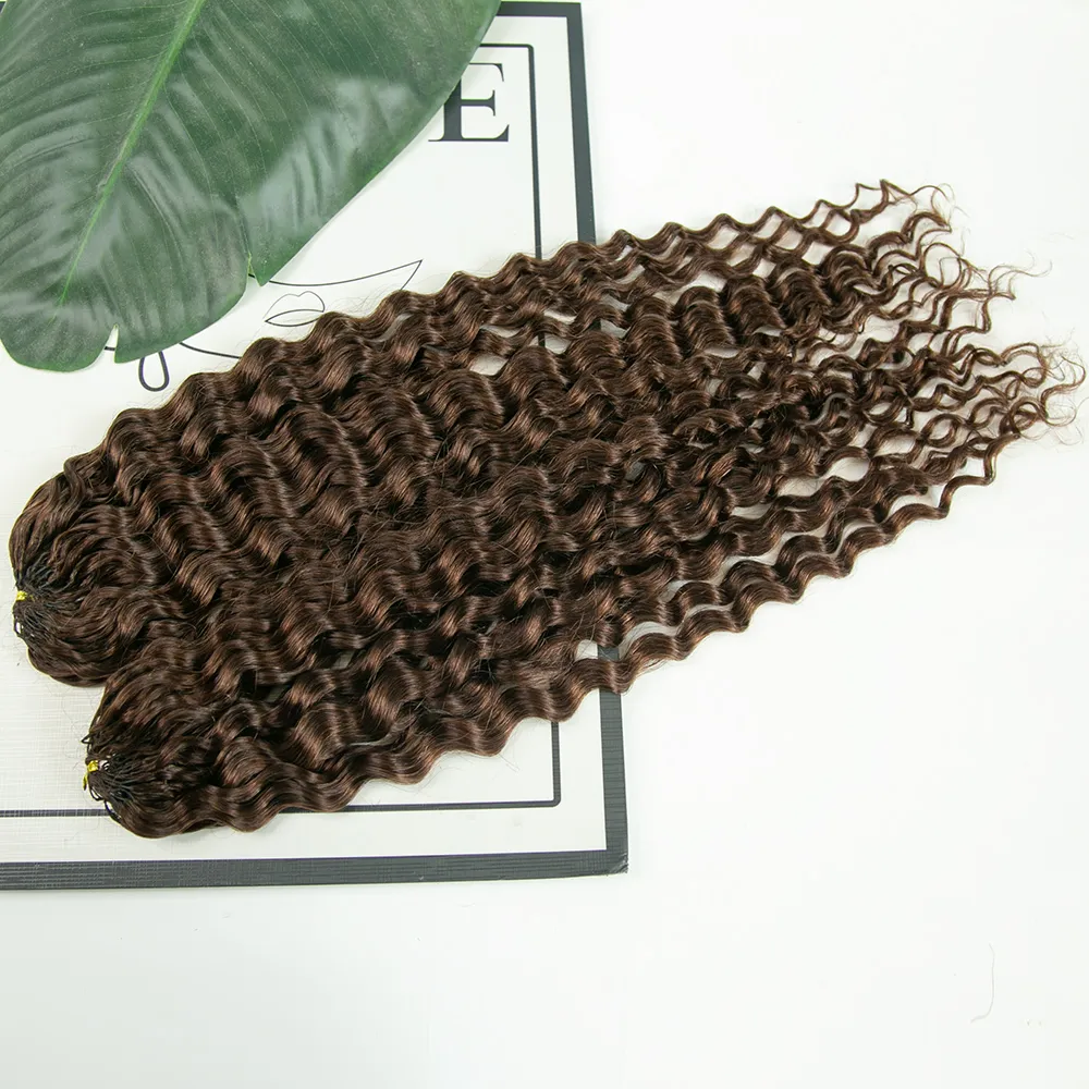 #4 Medium Brown Water Wave Human Crochet Hair - Image 5