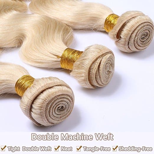 #613 Blonde Body Wave Brazilian Hair Bundles with HD Lace 13x4 Lace Frontal - Image 4
