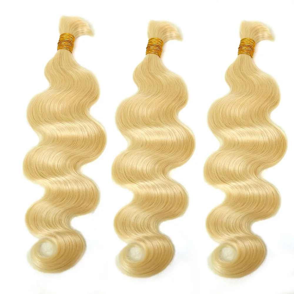 #613 Platinum Blonde Body Wave Bulk Human Braiding Hair - Image 4