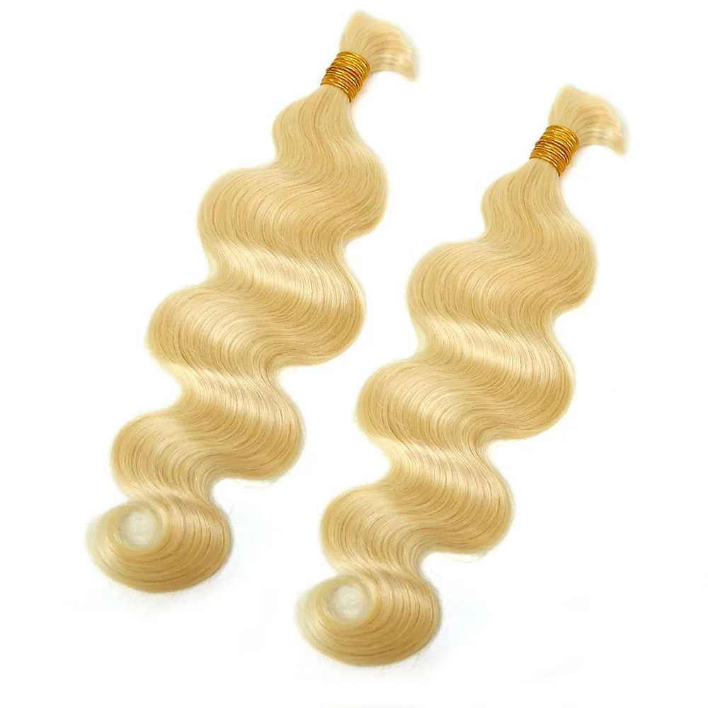 #613 Platinum Blonde Body Wave Bulk Human Braiding Hair - Image 5