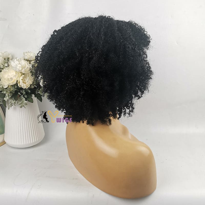 Amber Bangs Brazilian Kinky Curly 5x5 Lace Closure Bob Wig - Image 5