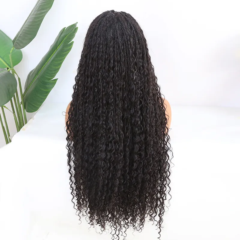 HD Lace Bohemian Knotless Human Hair Full Lace Braided Wig 26 inches - Image 4