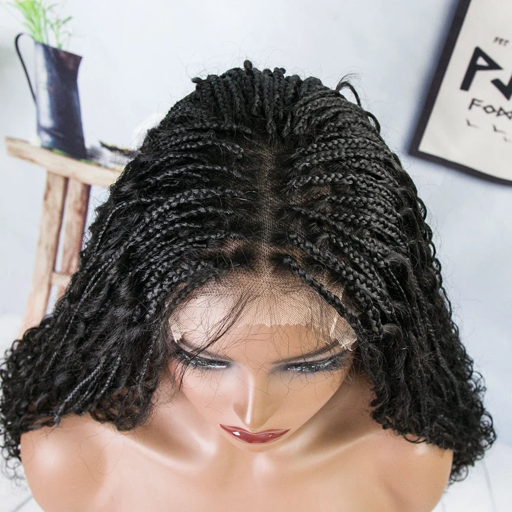 Boho Human Hair Curls Synthetic Braided Wig 6x5 Lace Closure Wig - Image 5