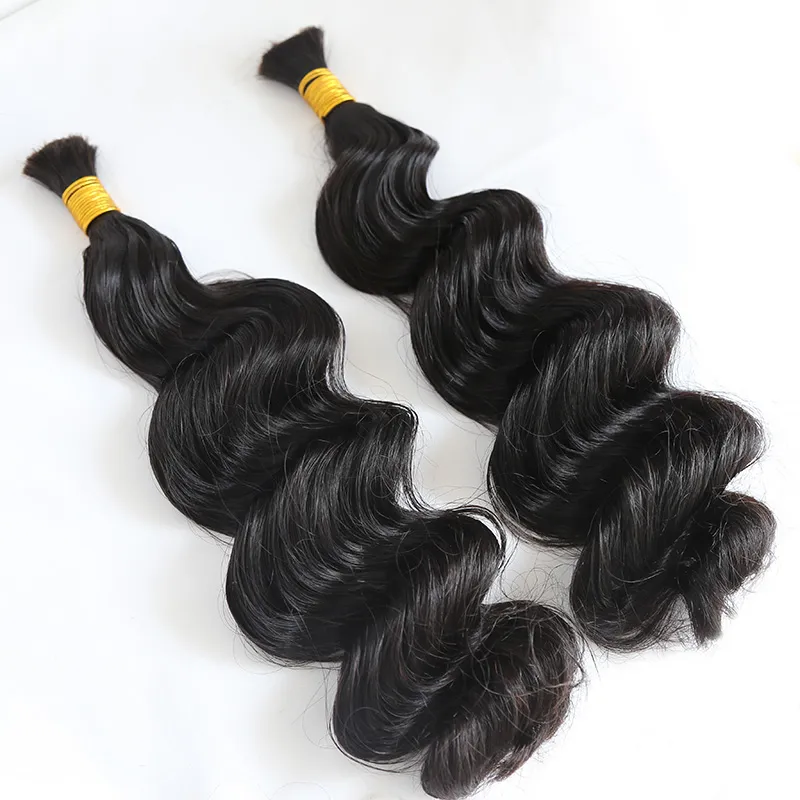 Double Drawn Burmese Loose Wave Human Braiding Hair - Image 5