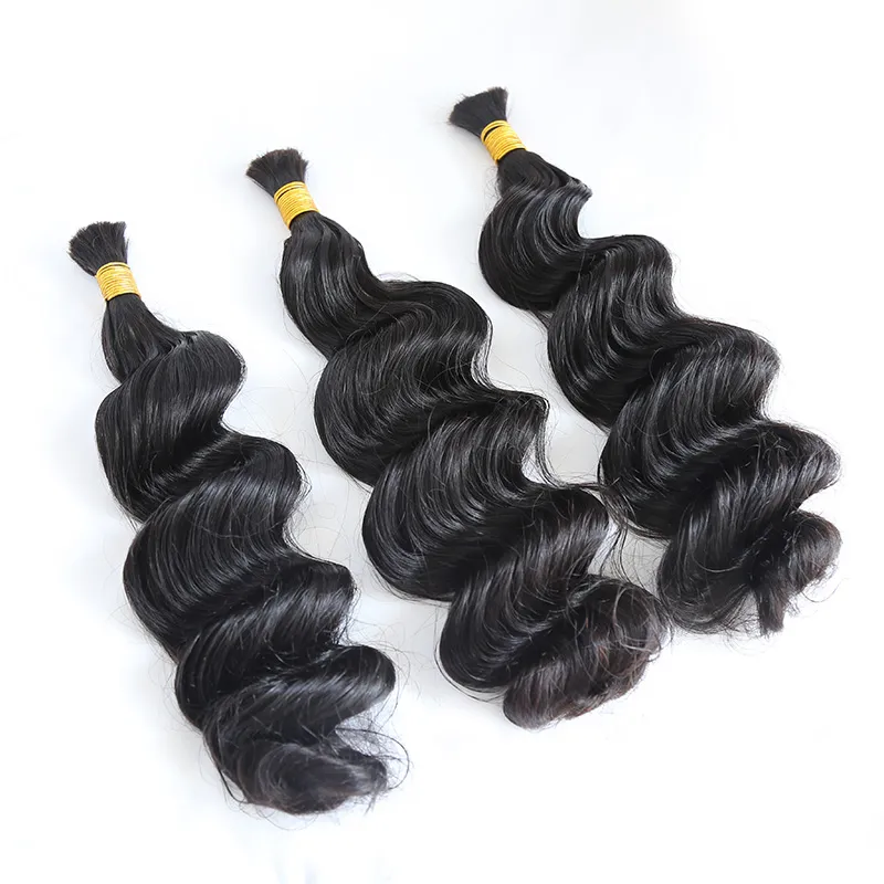Double Drawn Burmese Loose Wave Human Braiding Hair - Image 7