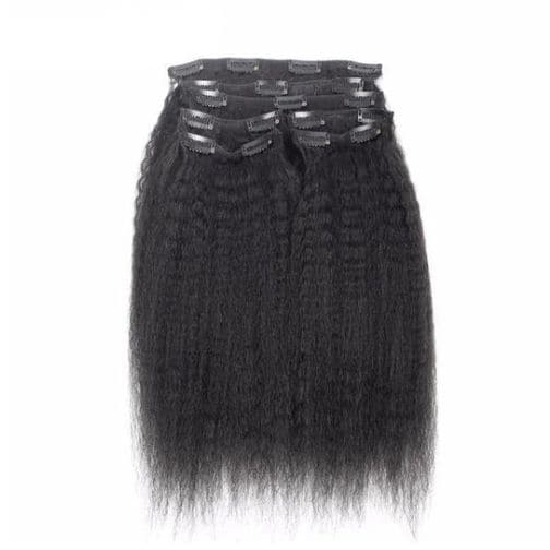 Classic Lace Weft Clip In Kinky Straight Human Hair Extensions EYA1 - Image 4