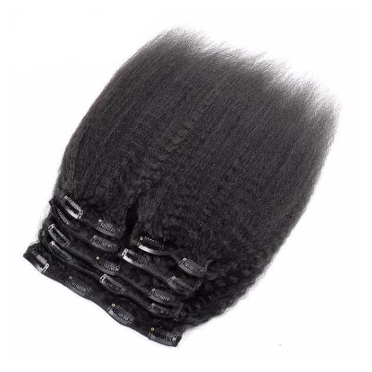 Classic Lace Weft Clip In Kinky Straight Human Hair Extensions EYA1 - Image 5