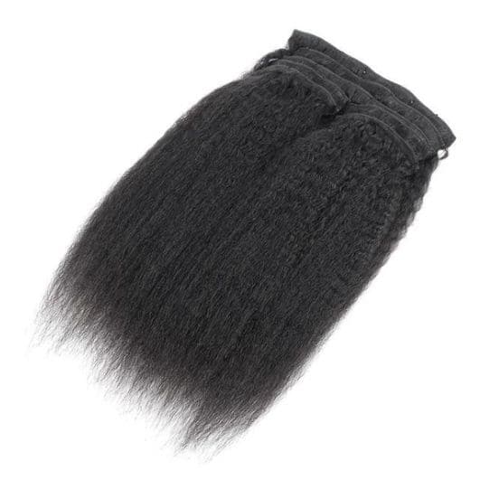 Classic Lace Weft Clip In Kinky Straight Human Hair Extensions EYA1 - Image 6