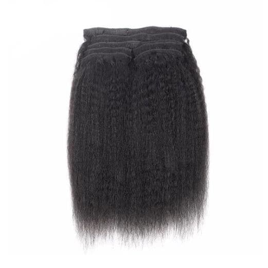 Classic Lace Weft Clip In Kinky Straight Human Hair Extensions EYA1 - Image 7