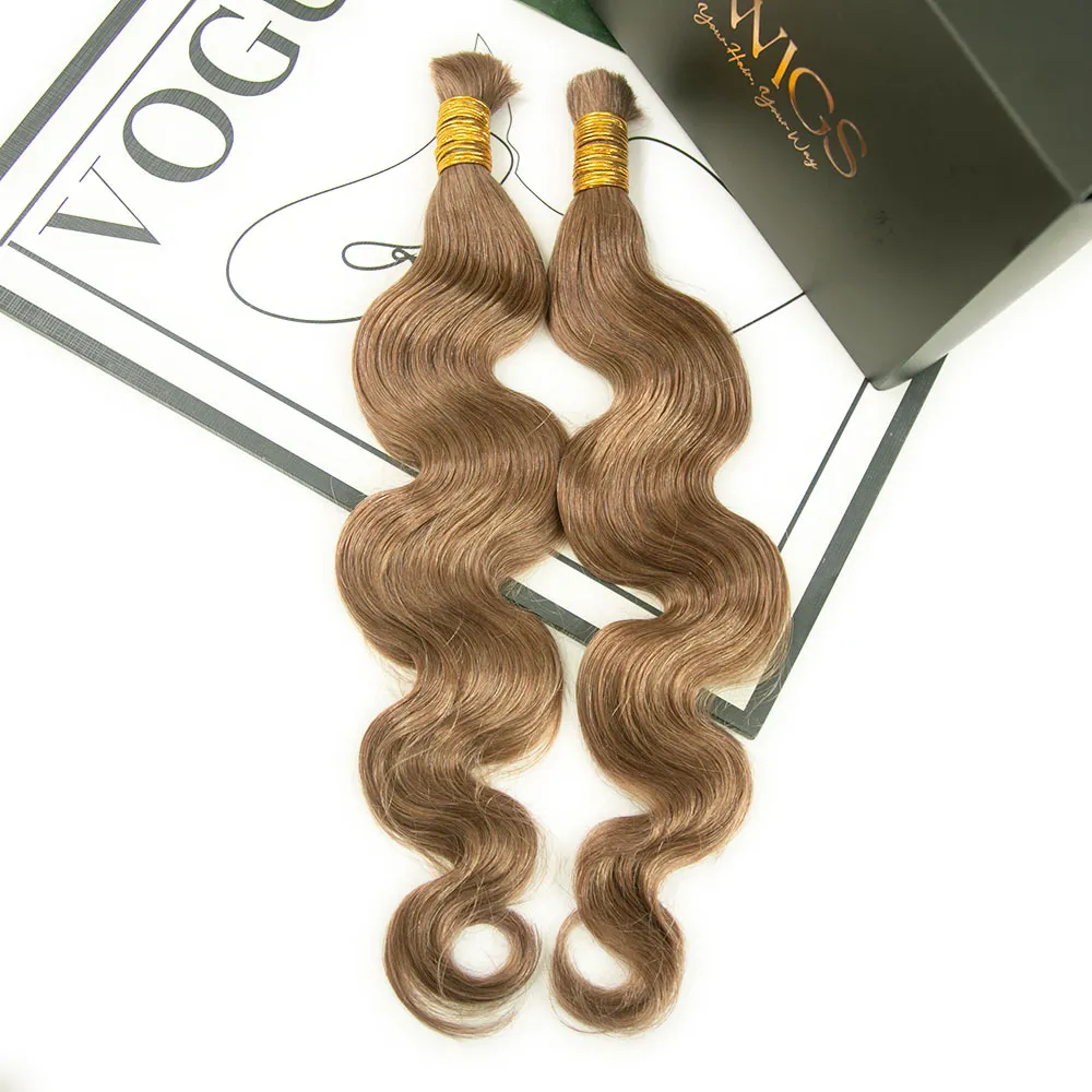 Color #8 Light Brown Body Wave Bulk Human Braiding Hair - Image 4