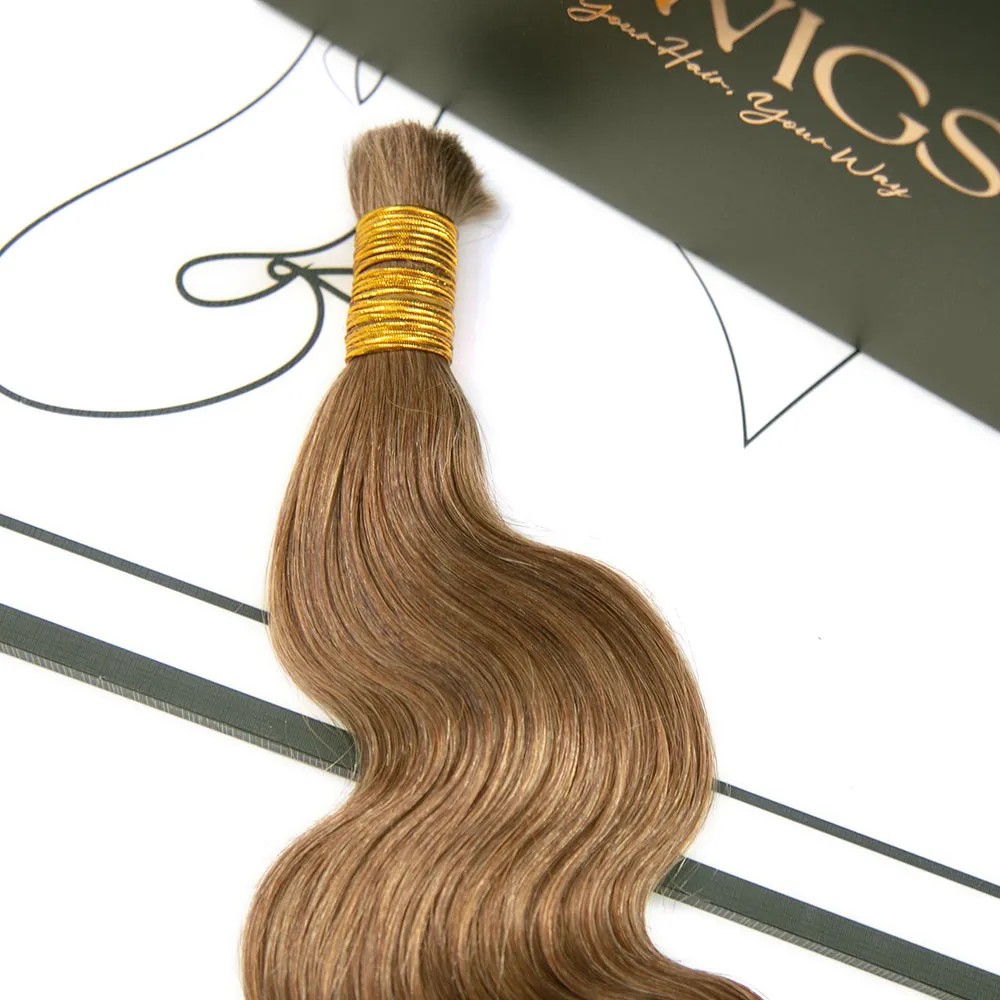 Color #8 Light Brown Body Wave Bulk Human Braiding Hair - Image 6