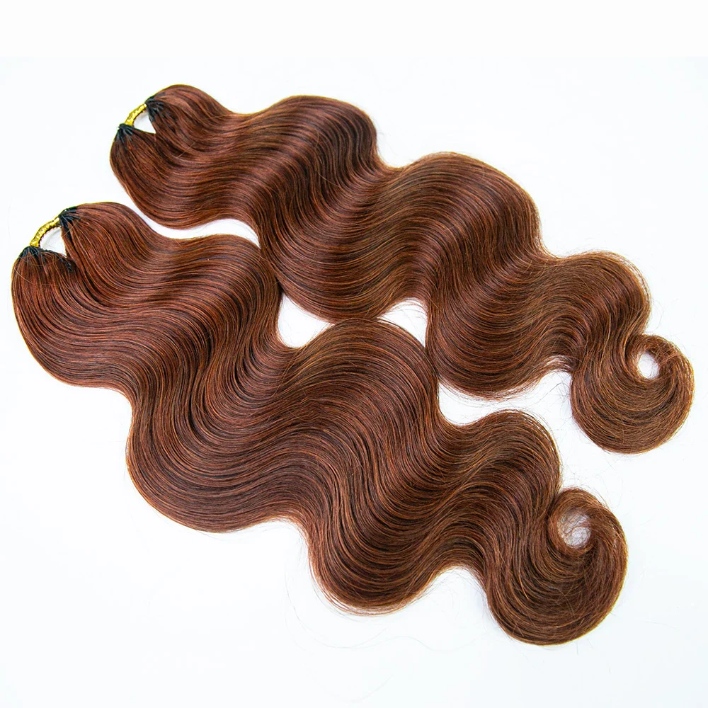 Copper Color Body Wave Feather Crochet Hair - Image 2