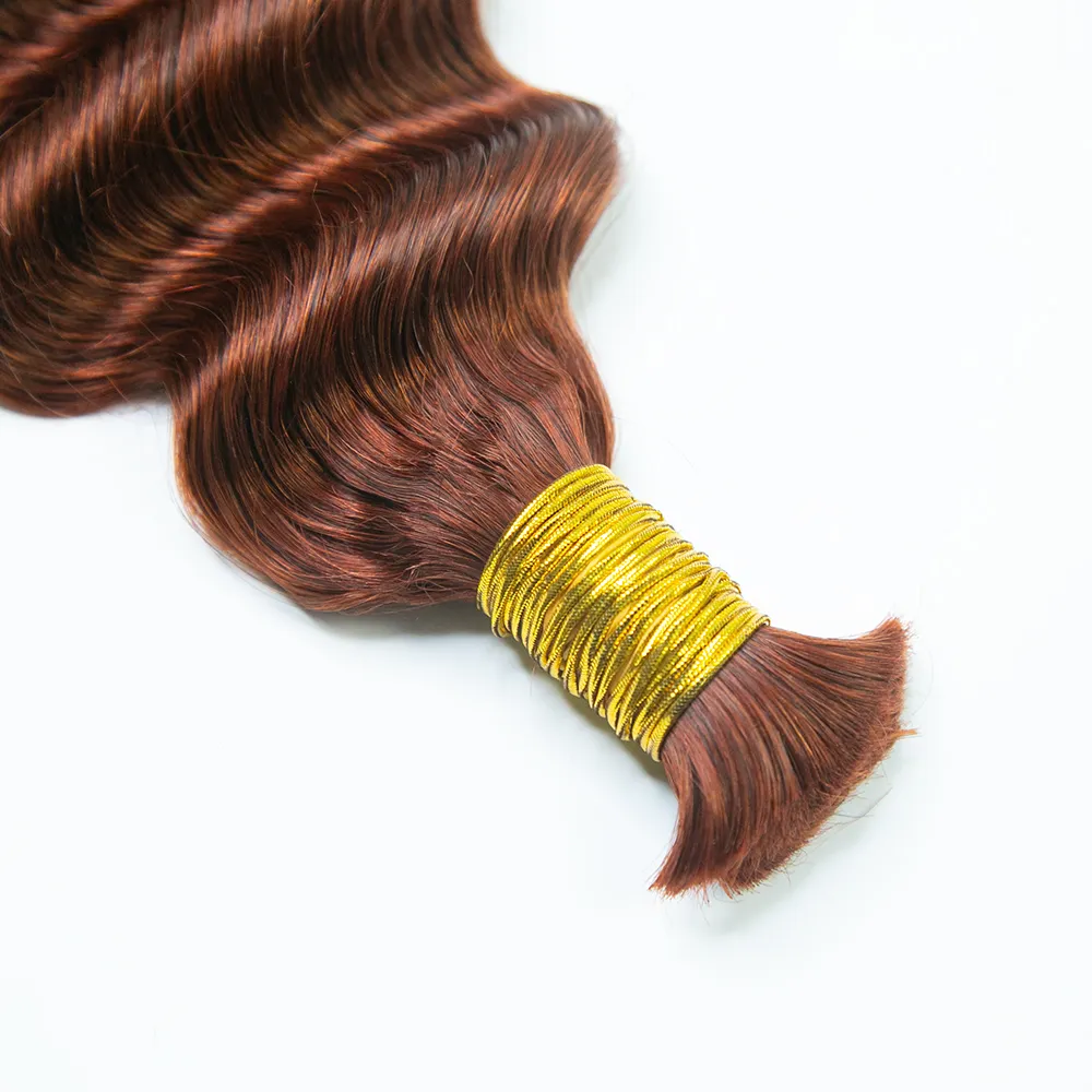 Copper Color Deep Wave Bulk Hair Extensions for Braiding - Image 3