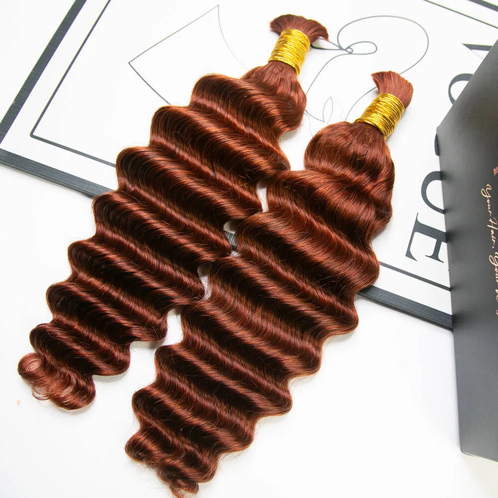 Copper Color Deep Wave Bulk Hair Extensions for Braiding - Image 4