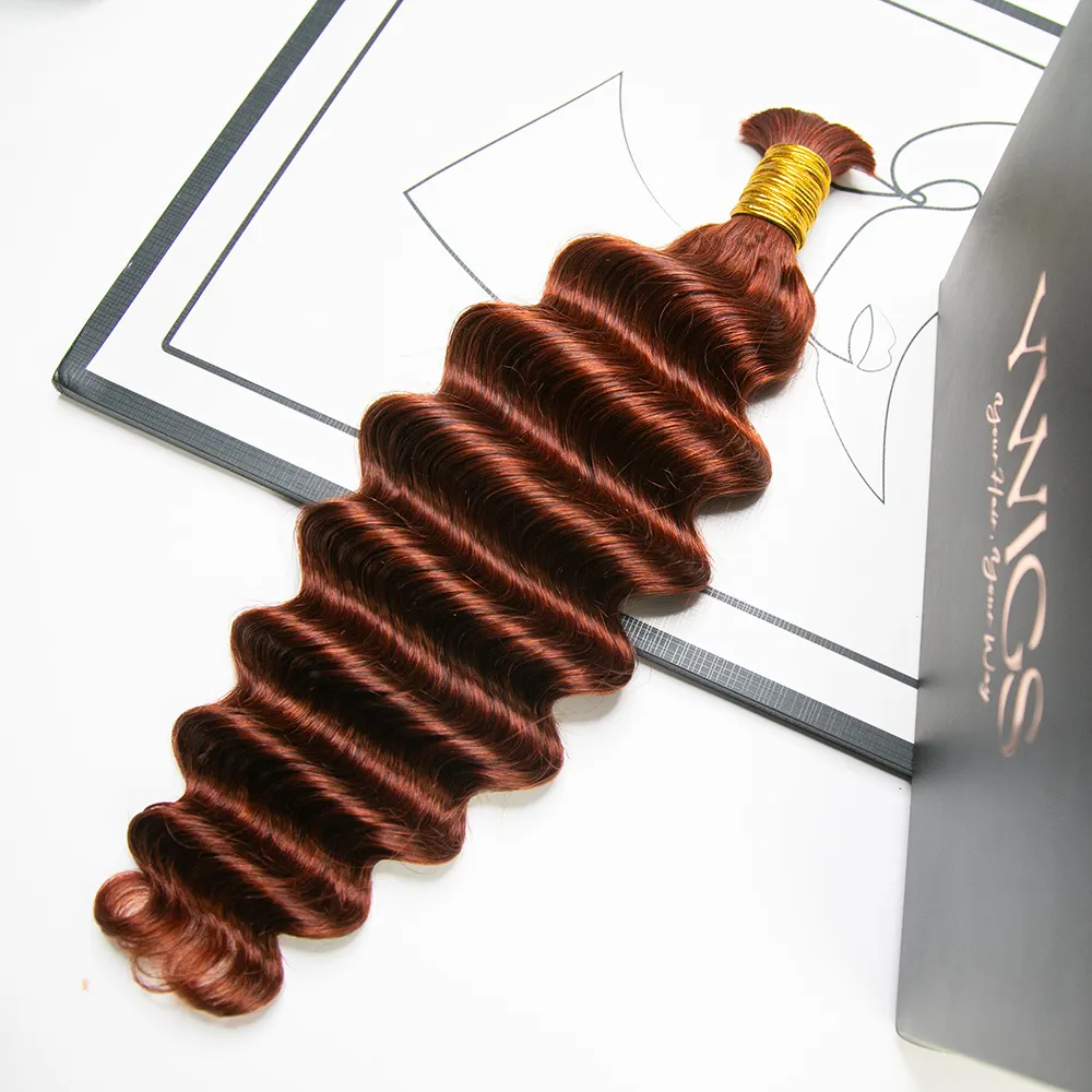 Copper Color Deep Wave Bulk Hair Extensions for Braiding - Image 6