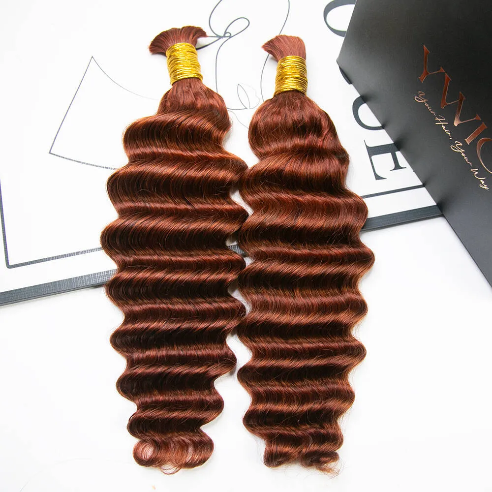 Copper Color Deep Wave Bulk Hair Extensions for Braiding - Image 7