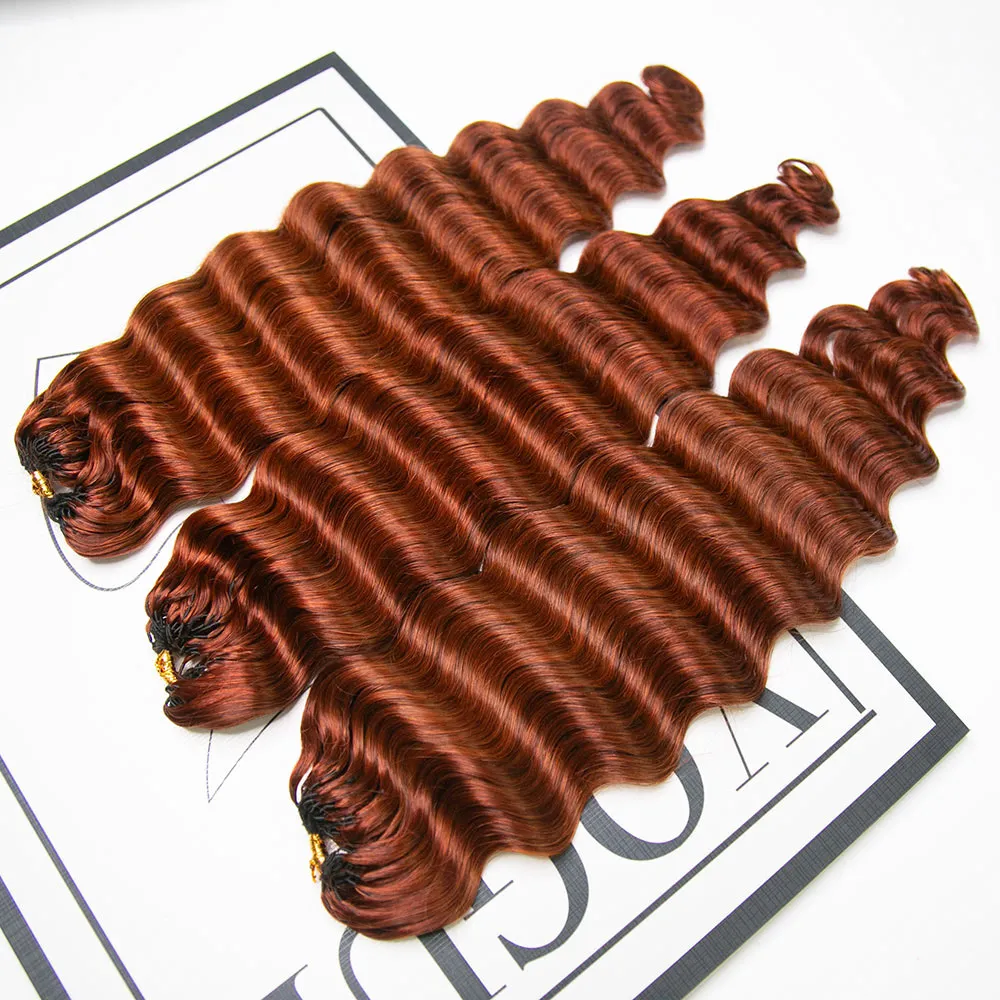 Copper Color Deep Wave Human Crochet Hair - Image 3