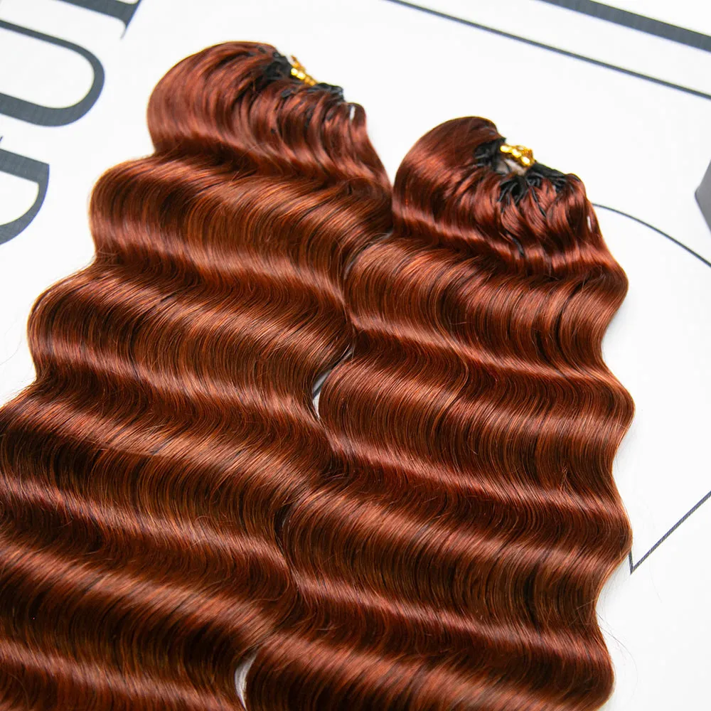 Copper Color Deep Wave Human Crochet Hair - Image 4