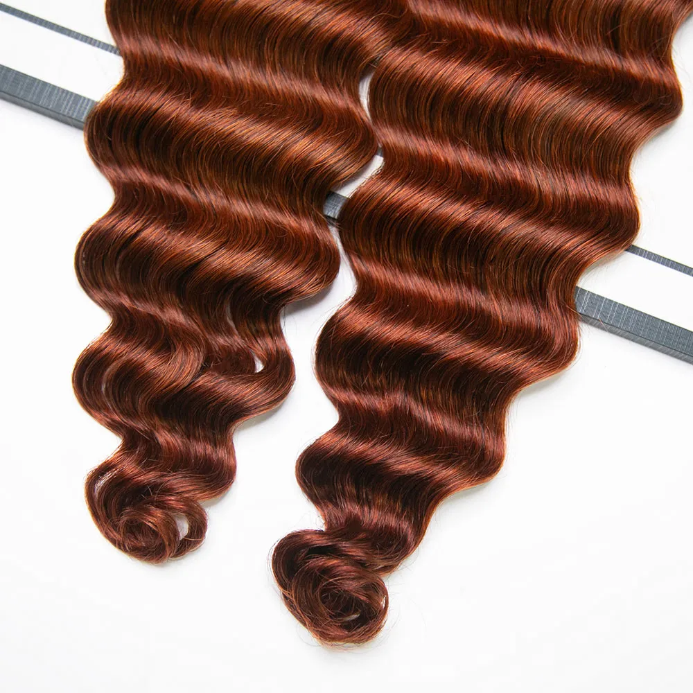 Copper Color Deep Wave Human Crochet Hair - Image 5