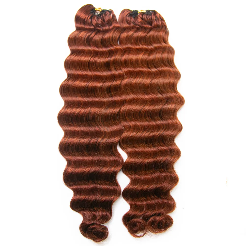 Copper Color Deep Wave Human Crochet Hair - Image 6