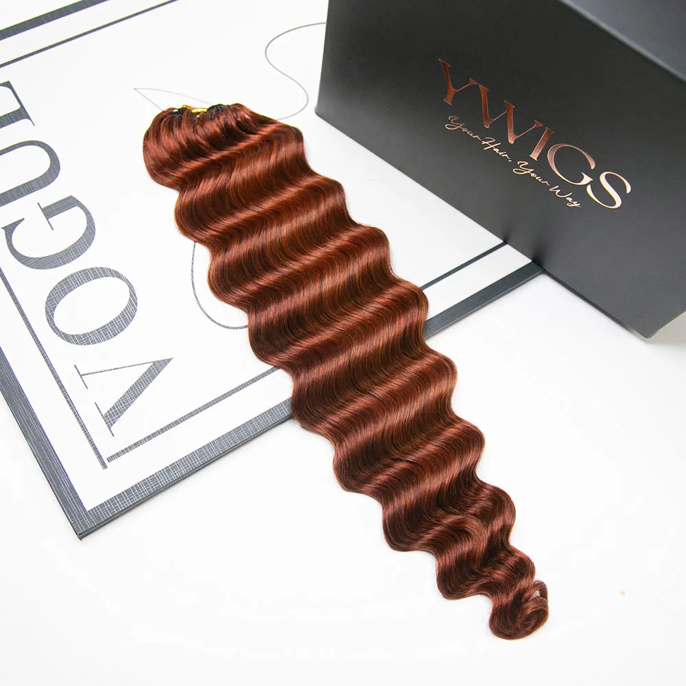 Copper Color Deep Wave Human Crochet Hair - Image 7