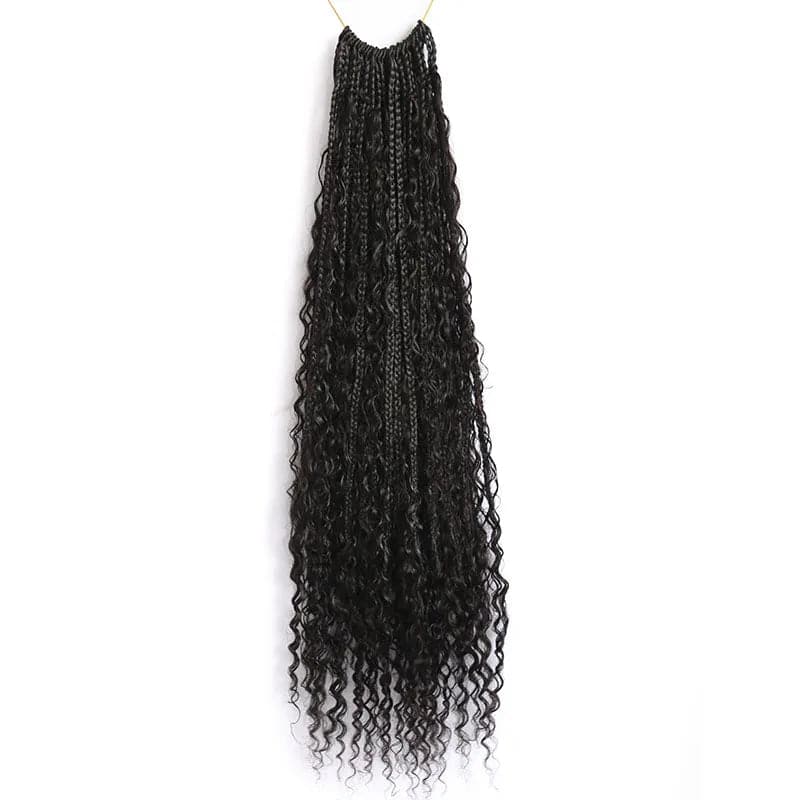 Crochet Boho Box Braids with Human Hair Curls - Image 14