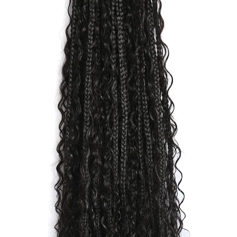 Crochet Boho Box Braids with Human Hair Curls - Image 17