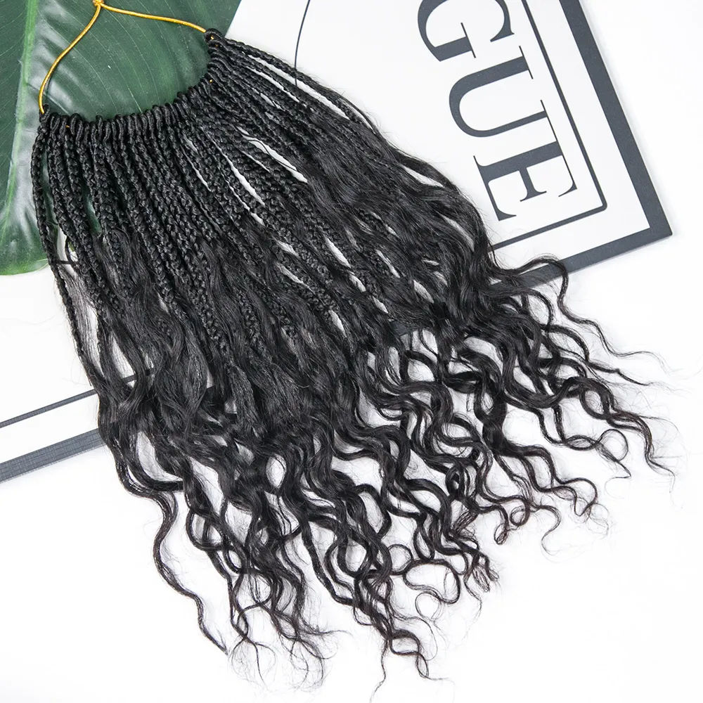 Crochet Boho Box Braids with Human Hair Curls - Image 20