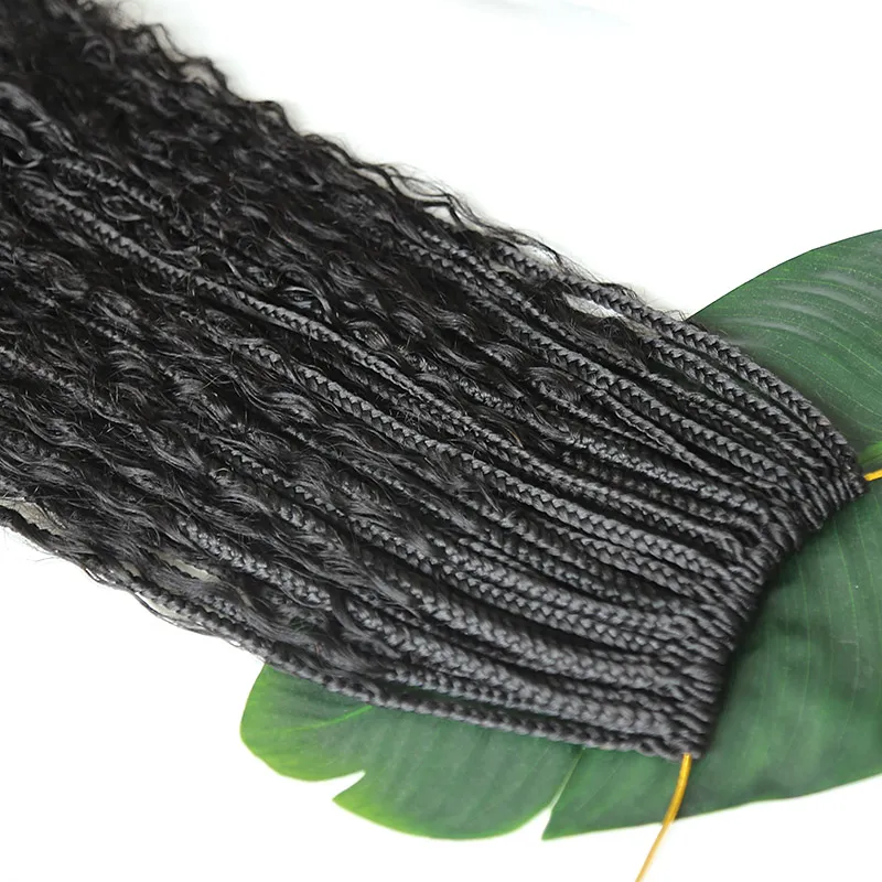 Crochet Boho Box Braids with Human Hair Curls - Image 23