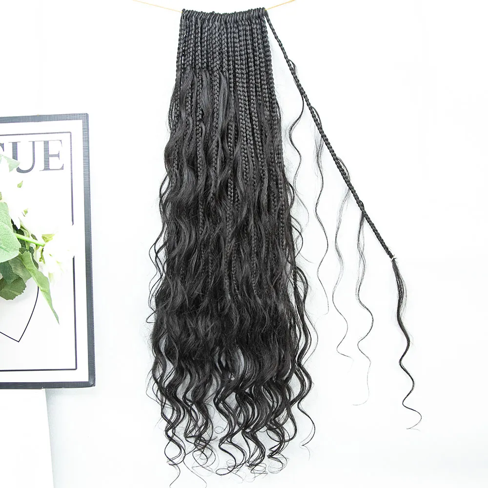 Crochet Mermaid Braids with Loose Wave Human Hair Curls - Image 3