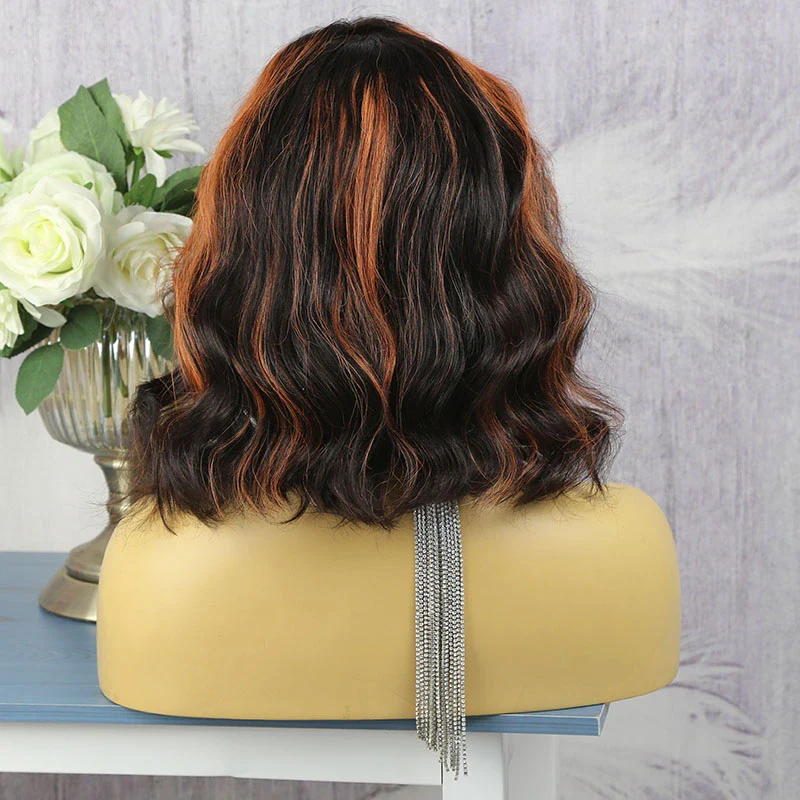 Custom Colored 12 Inch 150% Density Body Wave 13x4 Left T-Part Lace Front Bob Wig for Sale Y250325 - Image 4