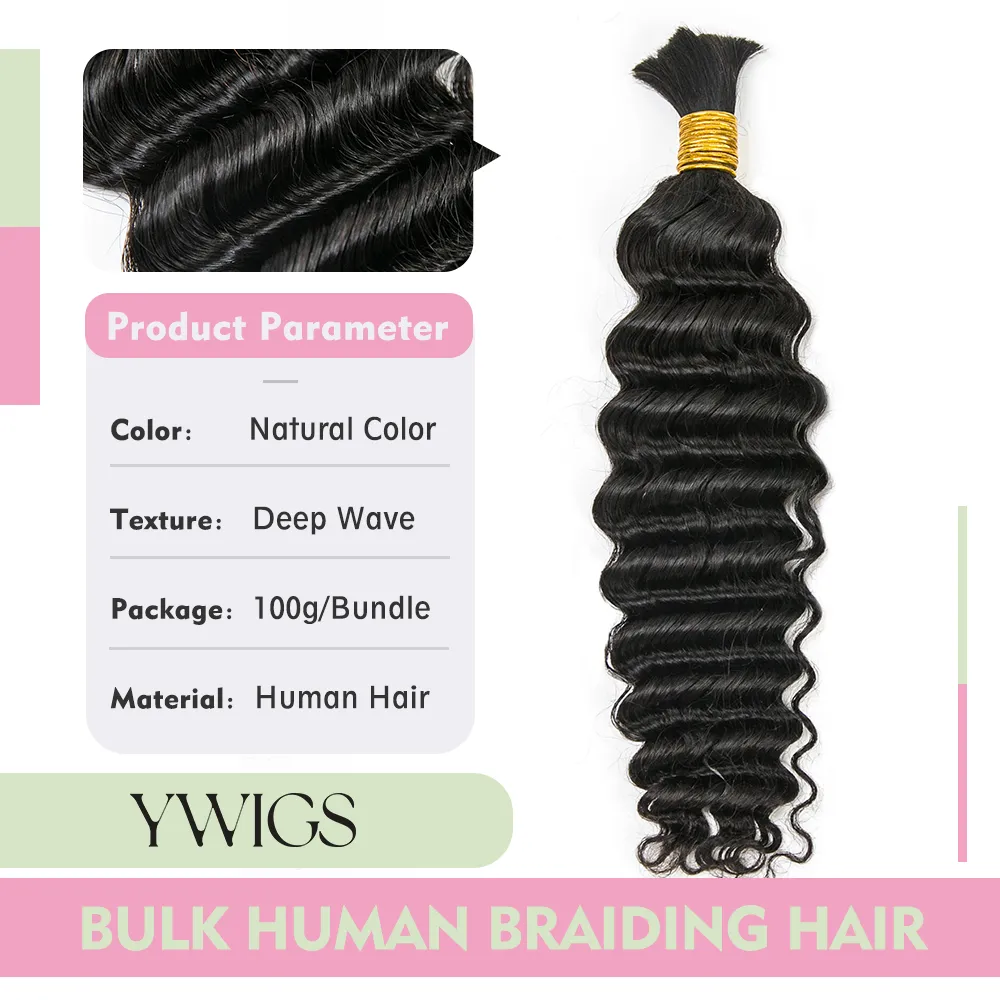 Deep Wave Bulk Hair Extensions for Braiding - Image 4