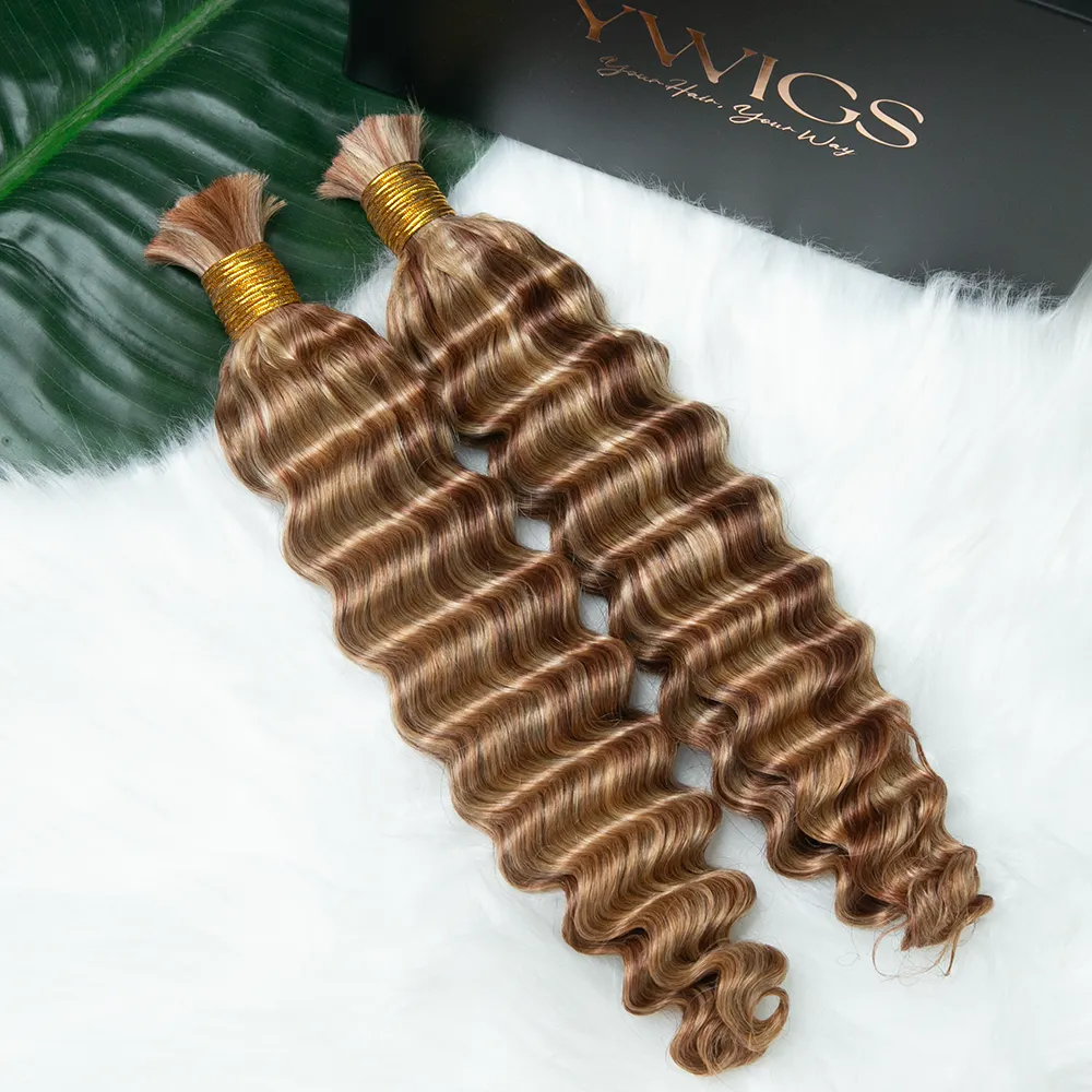 Double Drawn Burmese #27/#30/#613 Mix Color Blend Deep Wave Human Hair Bulk - Image 3
