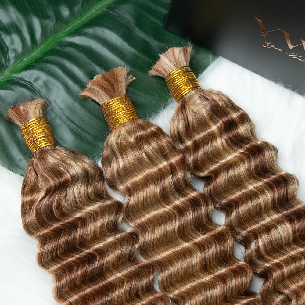 Double Drawn Burmese #27/#30/#613 Mix Color Blend Deep Wave Human Hair Bulk - Image 5