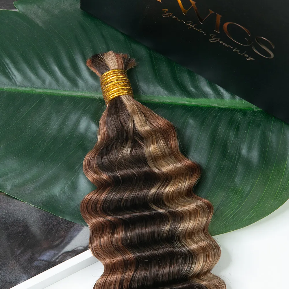 Double Drawn Burmese #4/#27/#30 Mix Color Blend Deep Wave Human Hair Bulk - Image 6