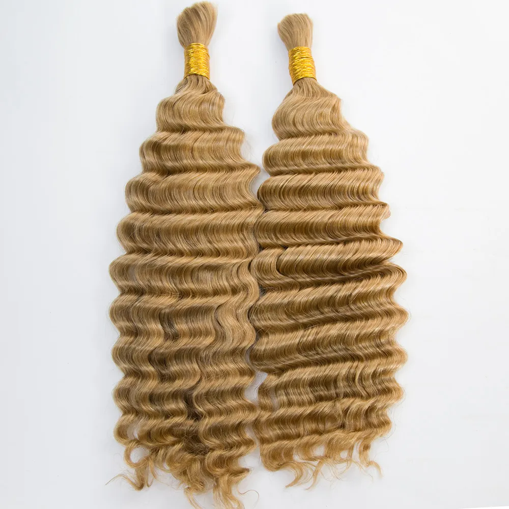 Double Drawn Burmese Color #27 Honey Blonde Deep Wave Human Hair Bulk - Image 3