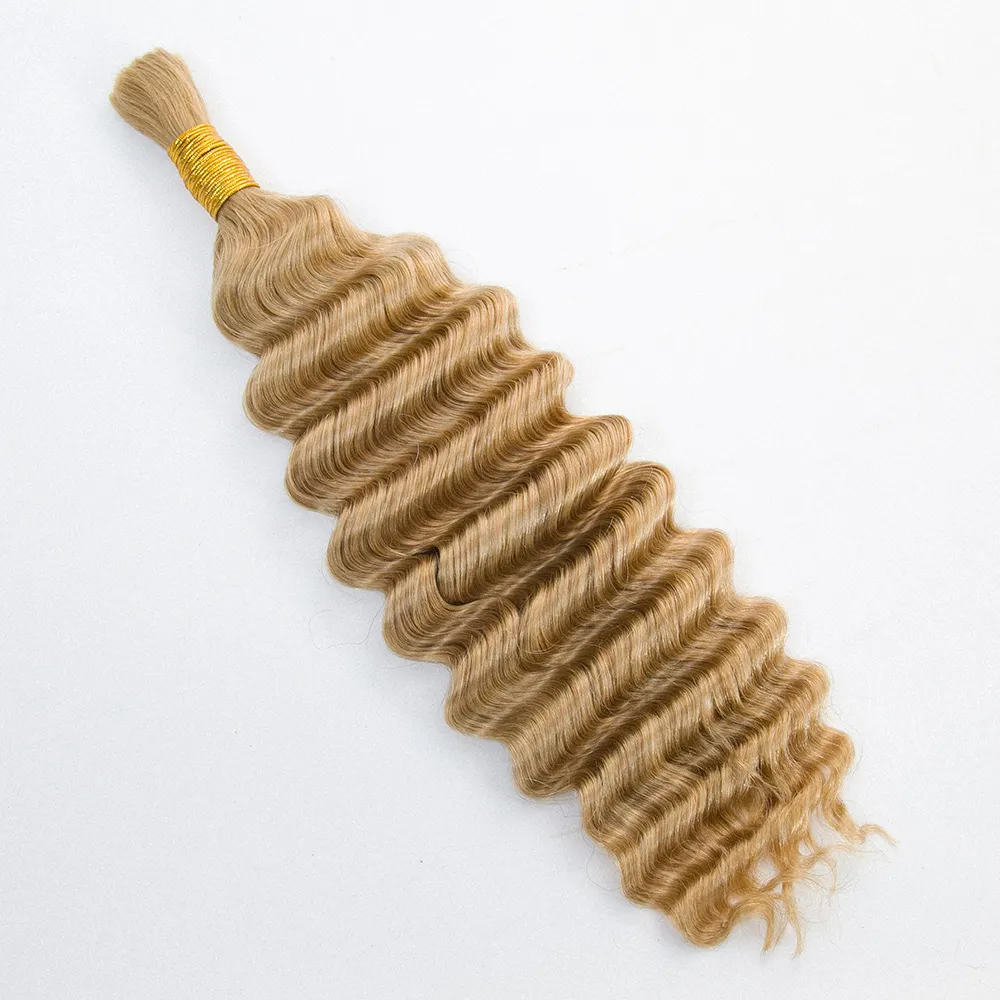 Double Drawn Burmese Color #27 Honey Blonde Deep Wave Human Hair Bulk - Image 4