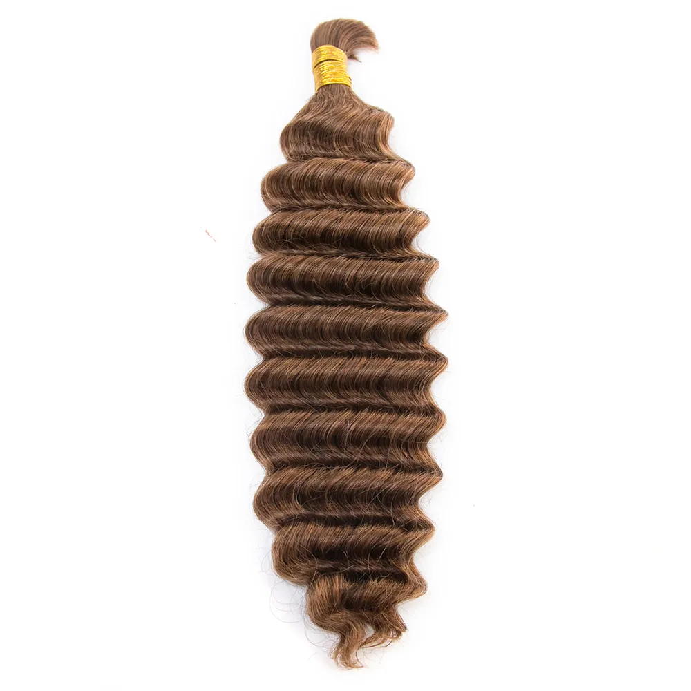 Double Drawn Burmese Color #30 Light Brown Deep Wave Human Hair Bulk - Image 4