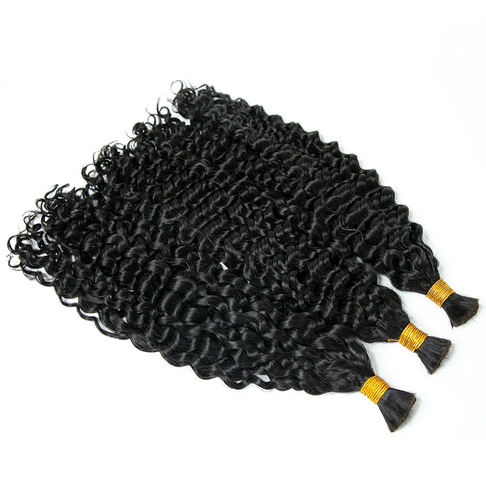 Double Drawn Burmese Deep Curly Human Braiding Hair - Image 2