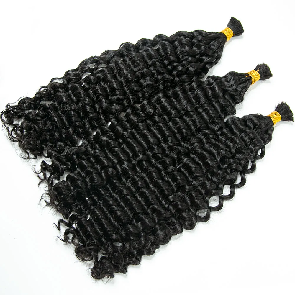 Double Drawn Burmese Deep Curly Human Braiding Hair - Image 3