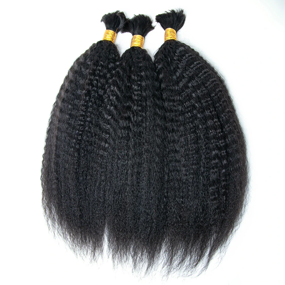 Double Drawn Burmese Kinky Straight Human Hair Bulk - Image 3