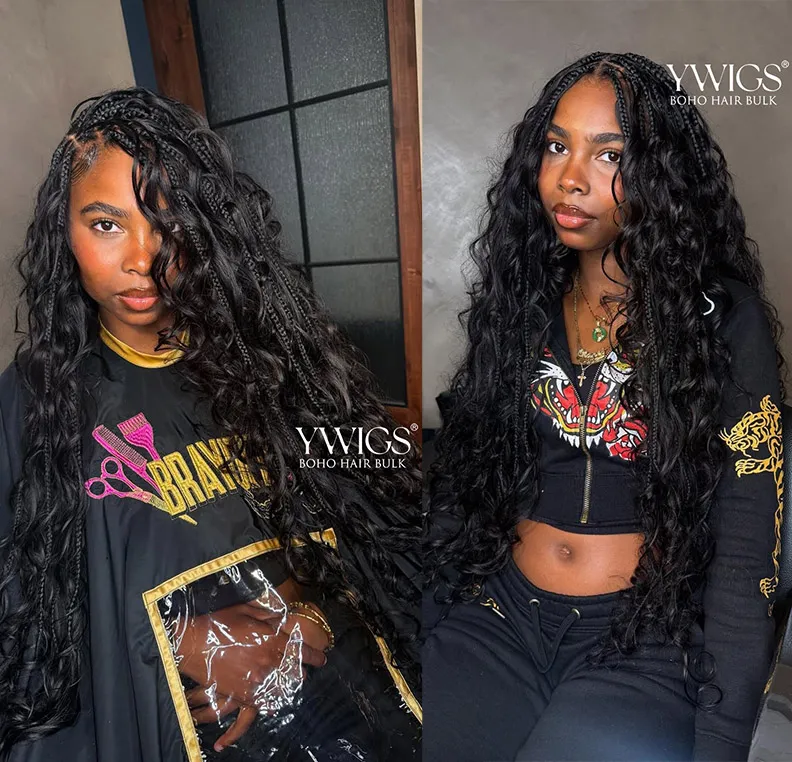 Double Drawn Burmese Loose Deep Wave Human Braiding Hair - Image 3
