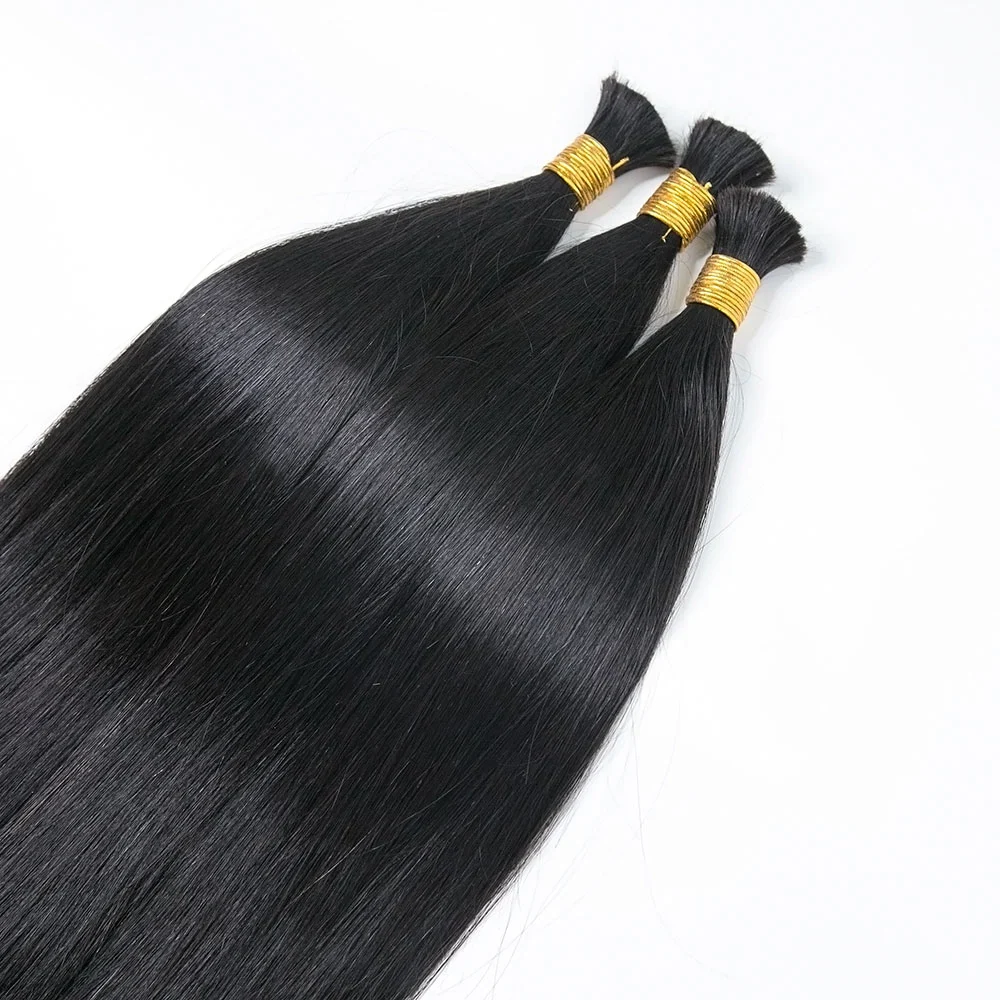Double Drawn Burmese Silky Straight Human Braiding Hair - Image 2
