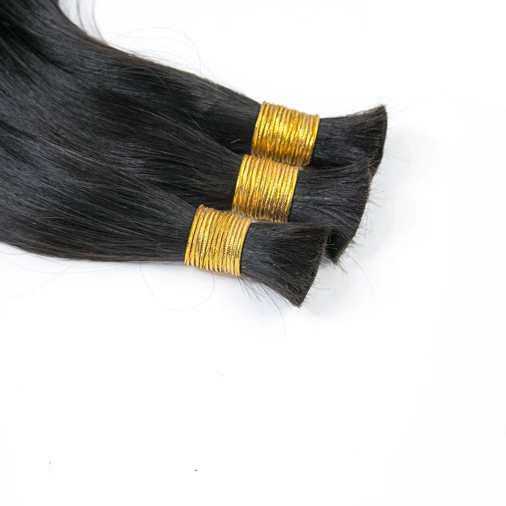 Double Drawn Burmese Silky Straight Human Braiding Hair - Image 3