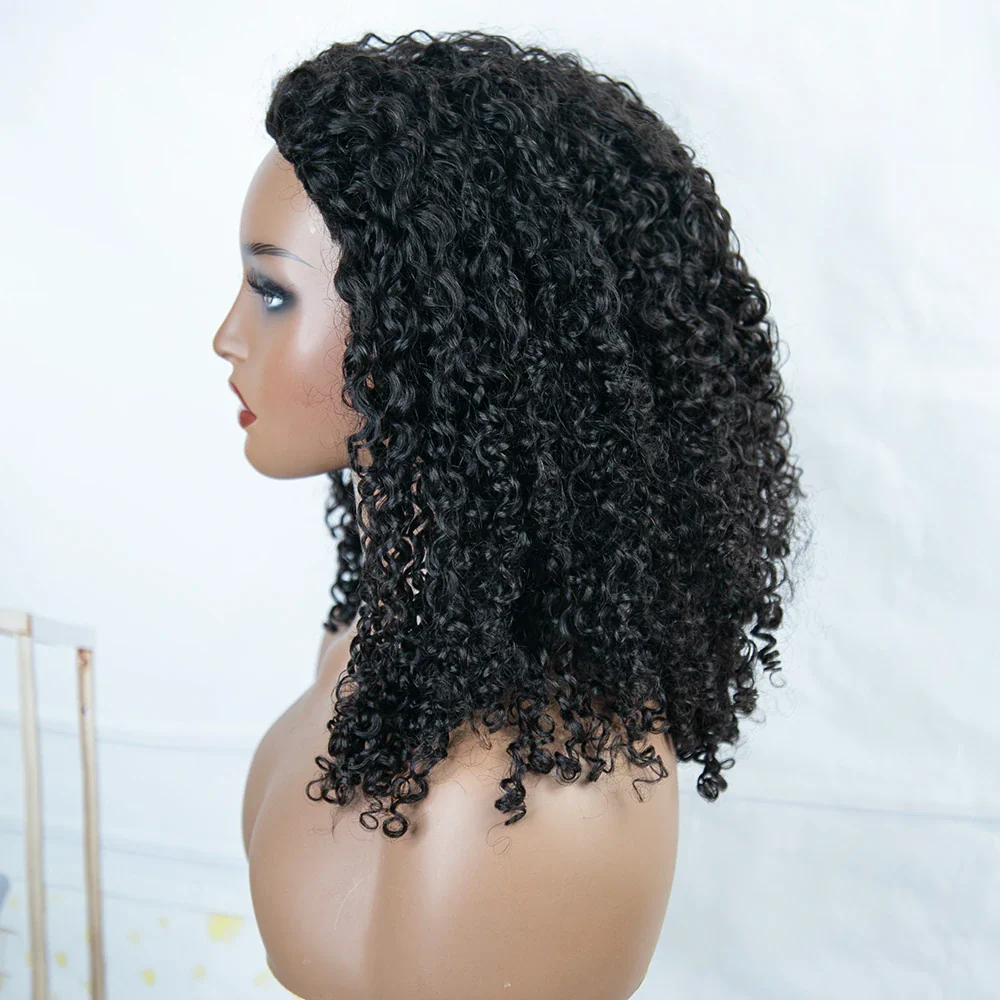 Drawstring 3 in 1 Kinky Curly Half Wig Human Hair - Image 4