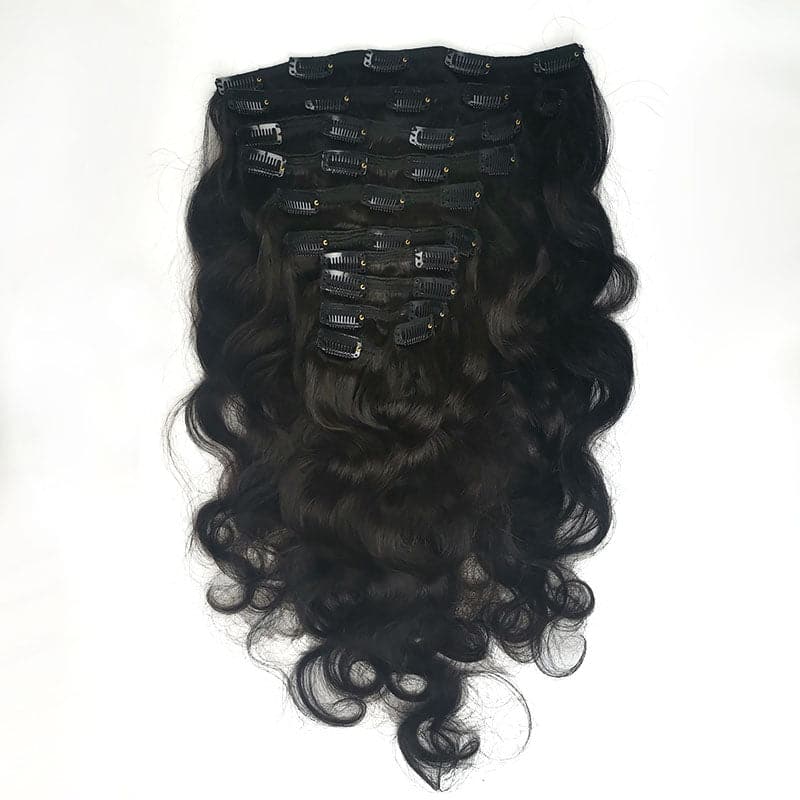Classic Lace Weft Clip In Body Wave Human Hair Extensions E02 - Image 3