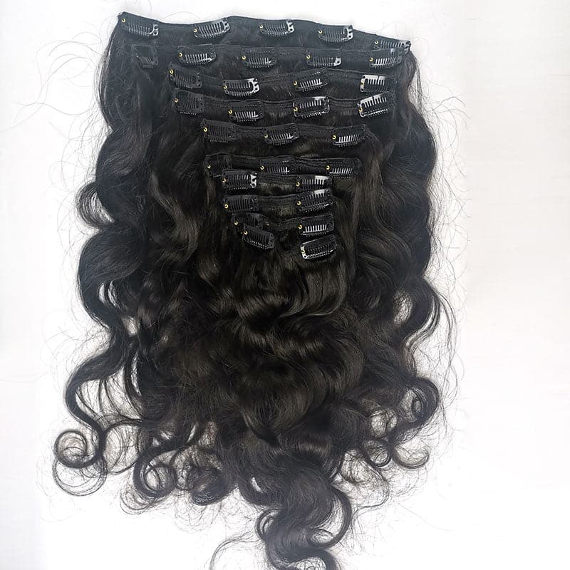 Classic Lace Weft Clip In Body Wave Human Hair Extensions E02 - Image 4