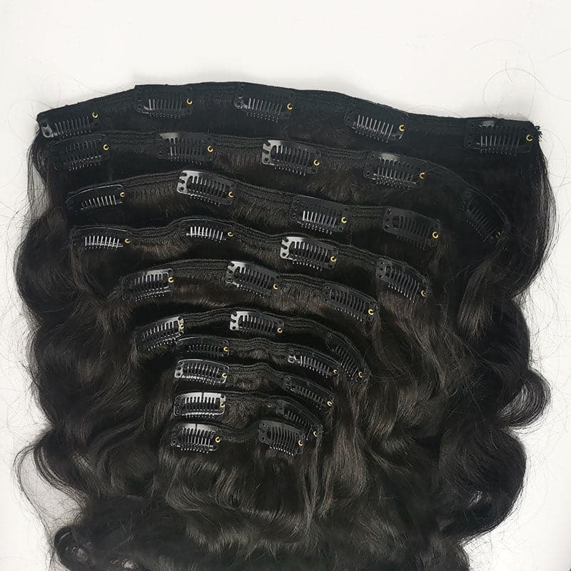 Classic Lace Weft Clip In Body Wave Human Hair Extensions E02 - Image 5